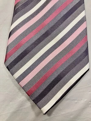 Corbata a rayas gris/rosa/blanco/negro Geoffrey Beene para hombre Foto 1 de 4