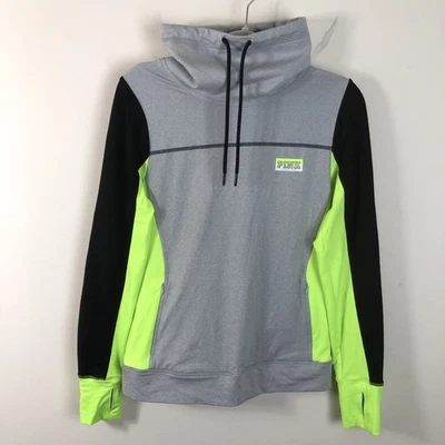Victorias Secret PINK Ultimate Long Sleeve Mock Neck Top Sz Medium Gray Neon - Image 1 of 4