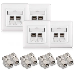 8x puszka keystone 4x zestaw modułów CAT 6A kabel 10 daje/s ekranowany RJ45 zatrzask - Zdjęcie 1 z 8
