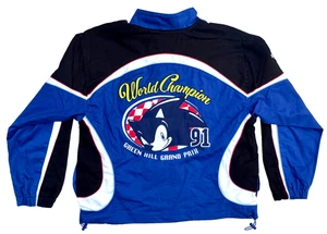 SEGA Sonic the Hedgehog Racing Team Jacket Coat Mens Medium Blue Embroidered 91 - Picture 1 of 6