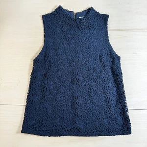 Anthropologie Lili's Closet Navy Lace Women M Sleeveless Floral Lined Top - Picture 1 of 8