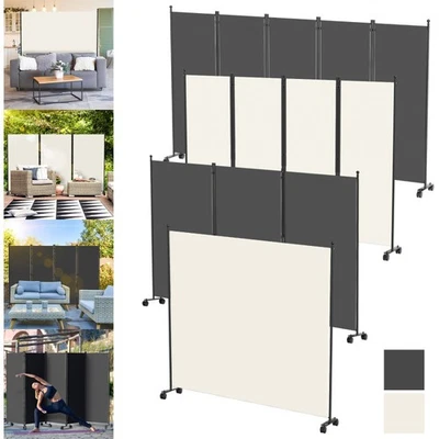 Paravent Trennwand 1-5 fach Wand Raumteiler Outdoor auf Rollen Terrasse klappbar - Bild 1 von 4