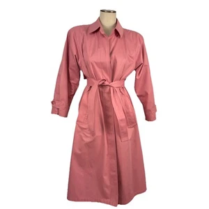 Vintage Women's London Fog Trench Coat Pink Mauve w/ Belt Pockets Size 8 P - Picture 1 of 15