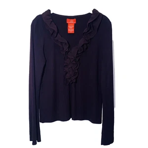 Maglia donna Oscar An Oscar De La Renta Company taglia grande scollo a V con volant - Foto 1 di 6