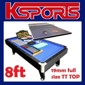 8FT PUB SIZE POOL TABLE SNOOKER BILLIARD TABLE 25MM TABLE TOP WITH FULL SIZE TAB - Picture 1 of 12