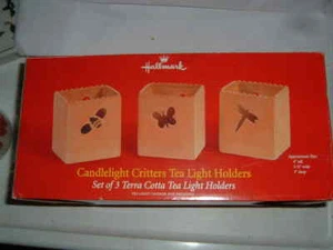 Hallmark Halloween CANDLELIGHT CRITTER TEELICHTHALTER Terrakotta 3er Set - Bild 1 von 2