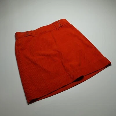 Ann Taylor Straight Short Skirt Womens 0 Orange Cotton Corduroy Casual Day Out — 第 1/4 张图片