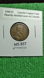 1946 D Lincoln Cent ERROR Multiple Strike Doubled Nose - Picture 1 of 12