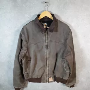 Vintage Carhartt Santa Fe Work Jacket Men’s Large Grey J14 CHT Canvas USA - Picture 1 of 8
