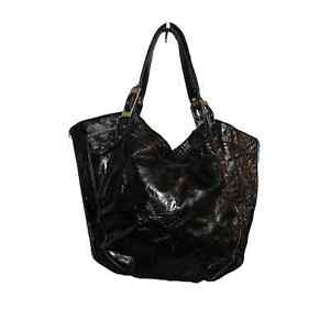 Kooba XL Black crumple Patent Tote/ Shoulder Bag