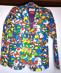 Super Mario Bro Nintendo Jacket Suit Blazer Allover Print Boys 14Y Game Cartoons - Picture 1 of 19