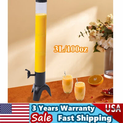 Beer Tower Dispenser with Stainless Steel Tap and Individual Ice Tube 3L/100oZ - Image 1 of 4