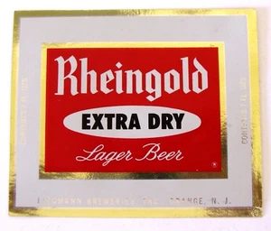 Liebmann Breweries RHEINGOLD EXTRA DRY LAGER BEER foil beer label NJ 7oz - Picture 1 of 2