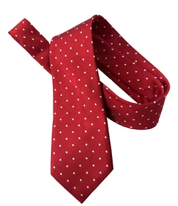 Club Room Herren 100 % Seide Krawatte weiße Punkte auf rot, Jacquard gewebt 59"x3,5" - Bild 1 von 6