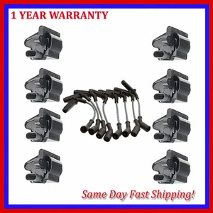For Chevy GMC Cadillac 5.3 6.0 8.1L 4.8L UF271 Ignition Coil & 89018056 Wire Set - Picture 1 of 4