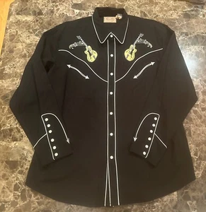 SCULLY Mens GUITARS & CADILLAC Snap Embroidered Western Shirt XXL PRISTINE !!!!! - Picture 1 of 21