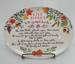Giving Plate Sharing Platter Ceramic 12” x 9” Sentiment Message-Harvest Border - Picture 1 of 6