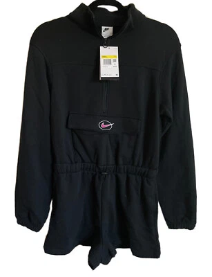 NIKE Ropa Deportiva Icon Clash Negro Mameluco Corto 1/2 Cremallera Manga L Forrado de Vellón Talla S Foto 1 de 4