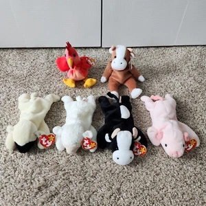 Ty Beanie Baby Paket - Chops, Fleece, Bessie, Strut, Daisy und Squealer - Bild 1 von 14