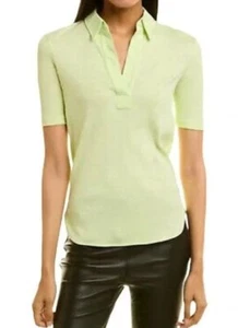 A6 Auth HELMUT LANG Cotton Ribbed Lime Green Embrodered Logo Polo Shirt Size XS - Picture 1 of 8