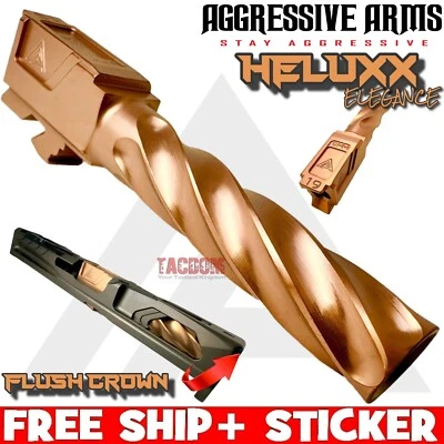 AGGRESSIVE ARMS HELUXX SHINY COPPER PLATE SPIRAL 9mm FLUSH CRN Barrel - GLOCK 19