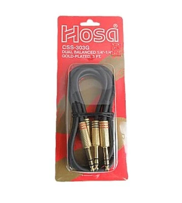 HOSA TECHNOLOGY Hosa CSS 303G Dual Gold Plated 1/4in Balanced TRS Cable 3 ft - New, Free Ship