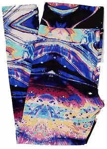 OS Lularoe Leggings Tie Dye Marble Planet Galaxy Blue Purple NEW 260225 - Picture 1 of 4