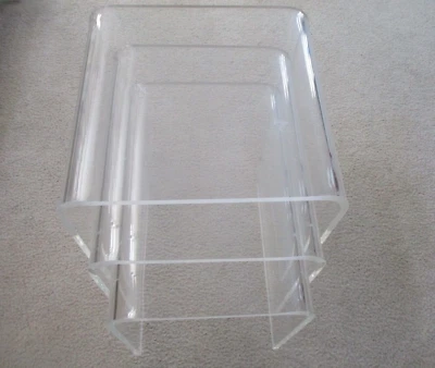 3 Hollywood Regency Clear Lucite Nesting Tables Side or End Tables Set of 3 - Image 1 of 3