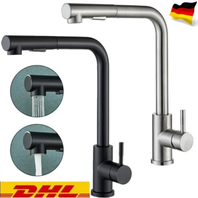MARKENLOS Küchenarmatur Ausziehbar Wasserhahn Küche Brause 360° Edelstahl Mischbatterie