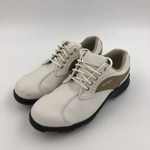 FOOTJOY WOMENS GOLF SHOES CLEAT Sz 7 M WHITE TAN 48377 SOFT SPIKES GREENJOYS - Picture 1 of 6
