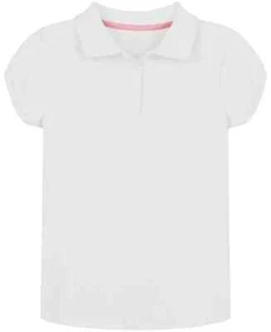 Nautica Uniform Short Sleeve Interlock Polo Shirt Little Girls L (6) White Solid - Picture 1 of 17