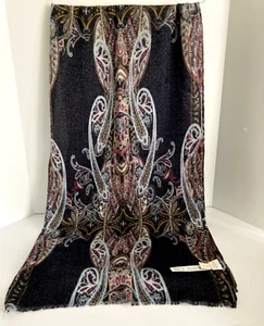 Chico's Paisley Pattern Multi-color/Silver Lame Knit Scarf 72" long, 20" wide - Picture 1 of 9