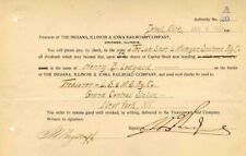 Indiana, Illinois and Iowa Railroad Co. Transfert émis et signé par Henry B
