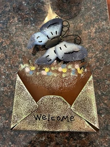 Porta lettere farfalla metallo bellissimo arredamento benvenuto - Foto 1 di 4