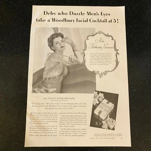 Jabón facial Woodbury 1939 Katherine Newman vintage revista anuncio impreso - Imagen 1 de 1