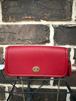 NWT Coach Mini Dinky Bag 14 Ruby Leather Lipstick Charm Red Crossbody Wallet - Image 1 of 4
