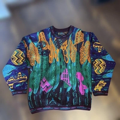 COOGI sweater 3D knit 100% Wool Size M Men's Multicolor Body width 57cm - Image 1 of 4