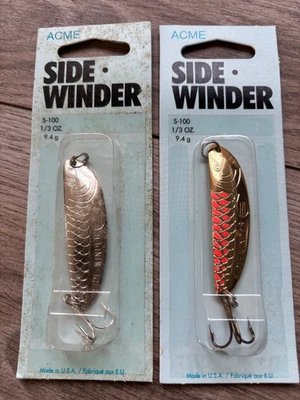2 NEW NOS Acme Sidewinder Spoon 1/3oz S-100 Steelhead Salmon Walleye Rare USA - Image 1 of 3