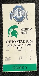 1998 Ohio St 24 Michigan State 28 Ticket Stub Greatest Upset CFB Hist #26 VGX 7A - Bild 1 von 4