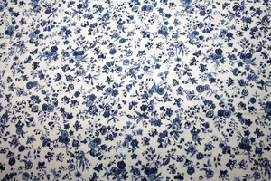 SMALL DARK BLUE FLOWERS ON WHITE FROM CONCORD FABRICS - 100% COTTON FABRIC - Picture 1 of 4