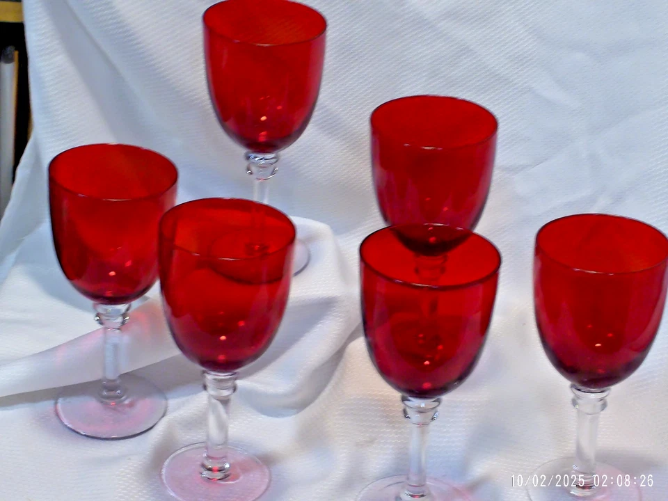 Juego de 6 vasos de cristal todo uso rojo rubí Foto 1 de 4