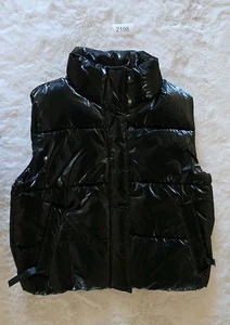 High Shine Marshmallow Puffer Vest Black by PINK - Picture 1 of 14