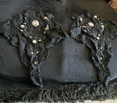 Guantes raros Ellen Btock con encaje negro cristal únicos Foto 1 de 4