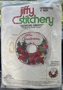 1978 Jiffy Stitchery “Signature Stitchery “Signature Wreath” Ornament Kit New - Picture 1 of 1