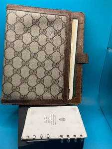 Libreta de direcciones y teléfono vintage Gucci GG de cuero marrón. 1970 19,5x15 cm - Imagen 1 de 5