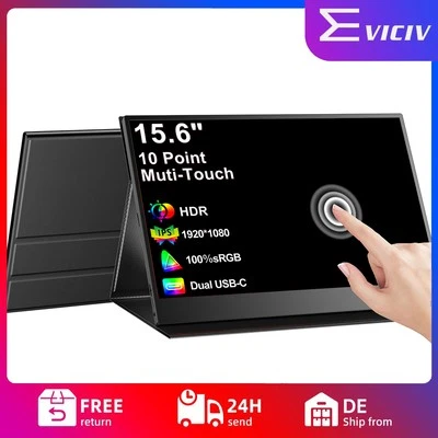 EVICIV 15,6" Touch Screen 1920*1080 Full HD Tragbarer Monitore LCD-Bildschirm DE - Bild 1 von 4