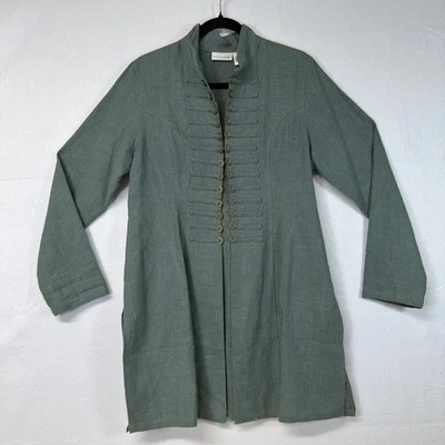 Soft Surroundings Womens Size M Green Ramie Mandarin Collar Tunic Jacket - Image 1 of 4