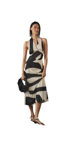 Anthropologie Bardot Woman's Citron V-Neck Halter Midi Dress Size 10 NWT - Picture 1 of 2