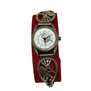 Vintage Indianer Southwest Kokopelli Uhr silberfarben Metall Stretchband - Bild 1 von 7