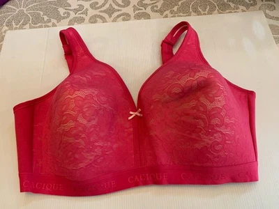 Nuevo sin etiquetas Sujetador Cacique Lane Bryant Ligeramente Forrado Sin Alambres 42DDD Sólido Rosa Caliente Encaje Foto 1 de 4